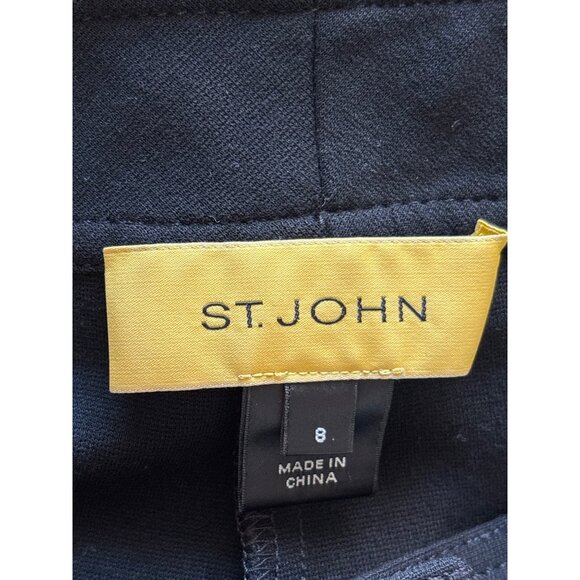 St. John Yellow Label Black Wide Leg Pants Size 8 High Waisted - Picture 3 of 4